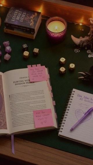 Warm moment — Greenhouse date planning with candles and garden paths.